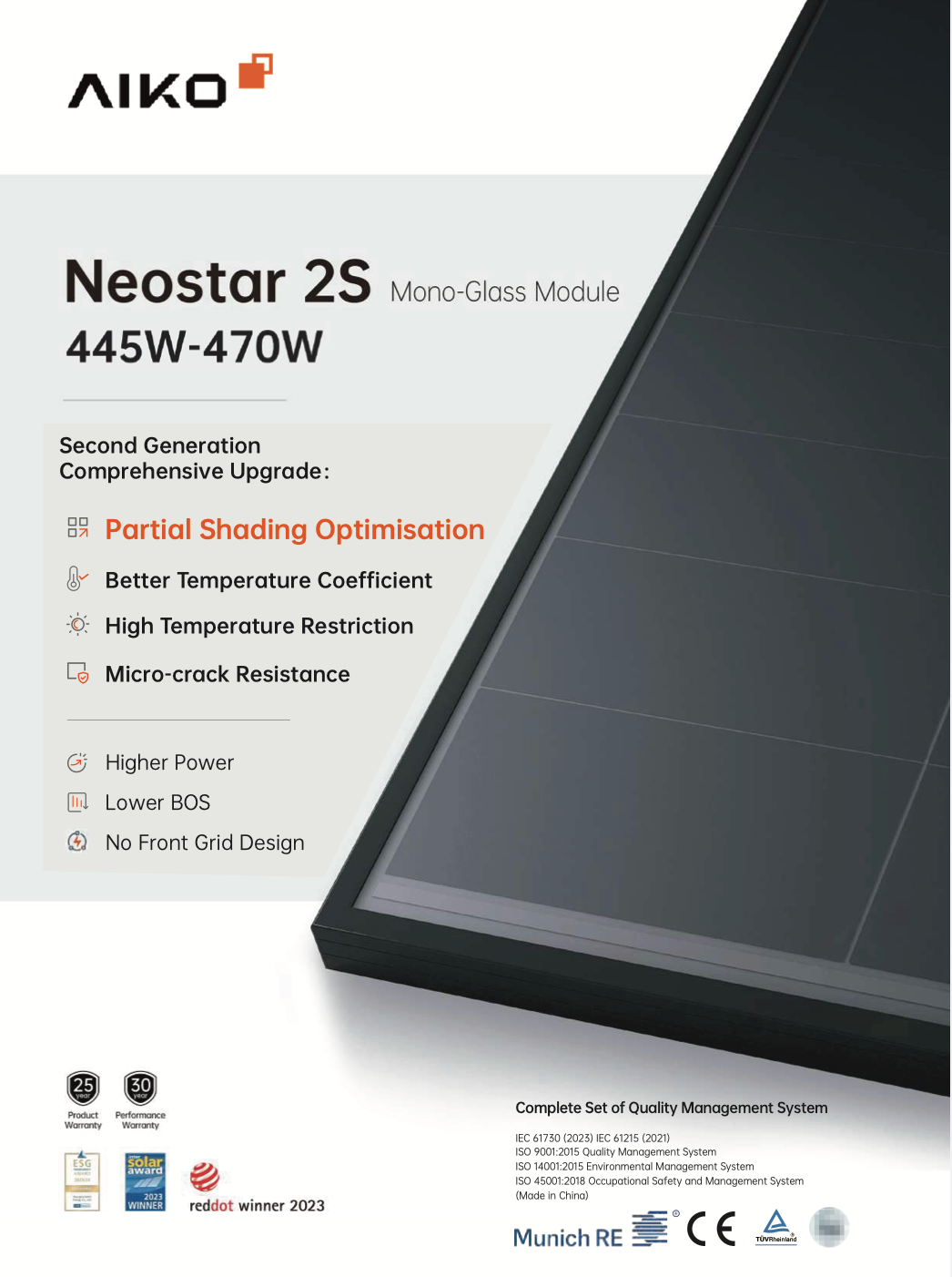 AIKO-A470-(MAH54Mb) 470W Neostar 2S N-Type All Black Solar Panel 25Yr Warranty