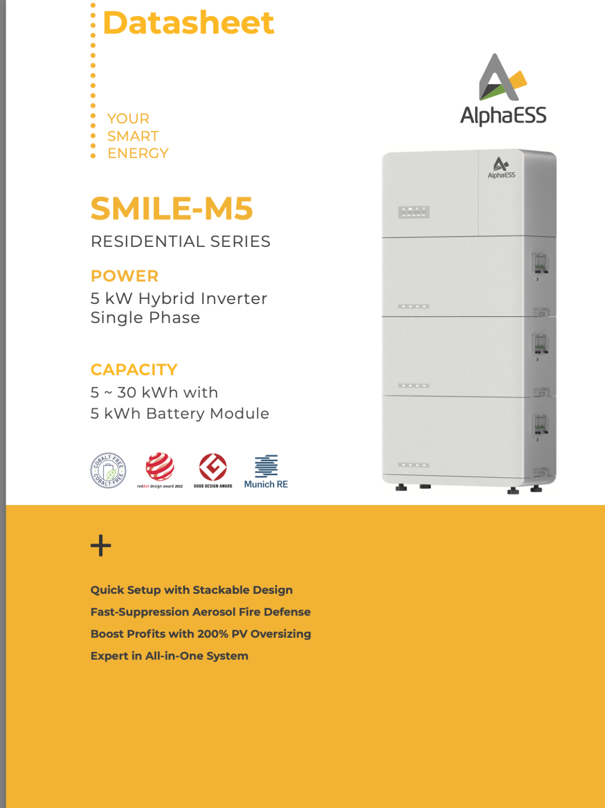 AlphaESS Smile M5 5kWh Battery SMILE-M-BAT-5P Home Solar Storage 48V Li-Ion Rack