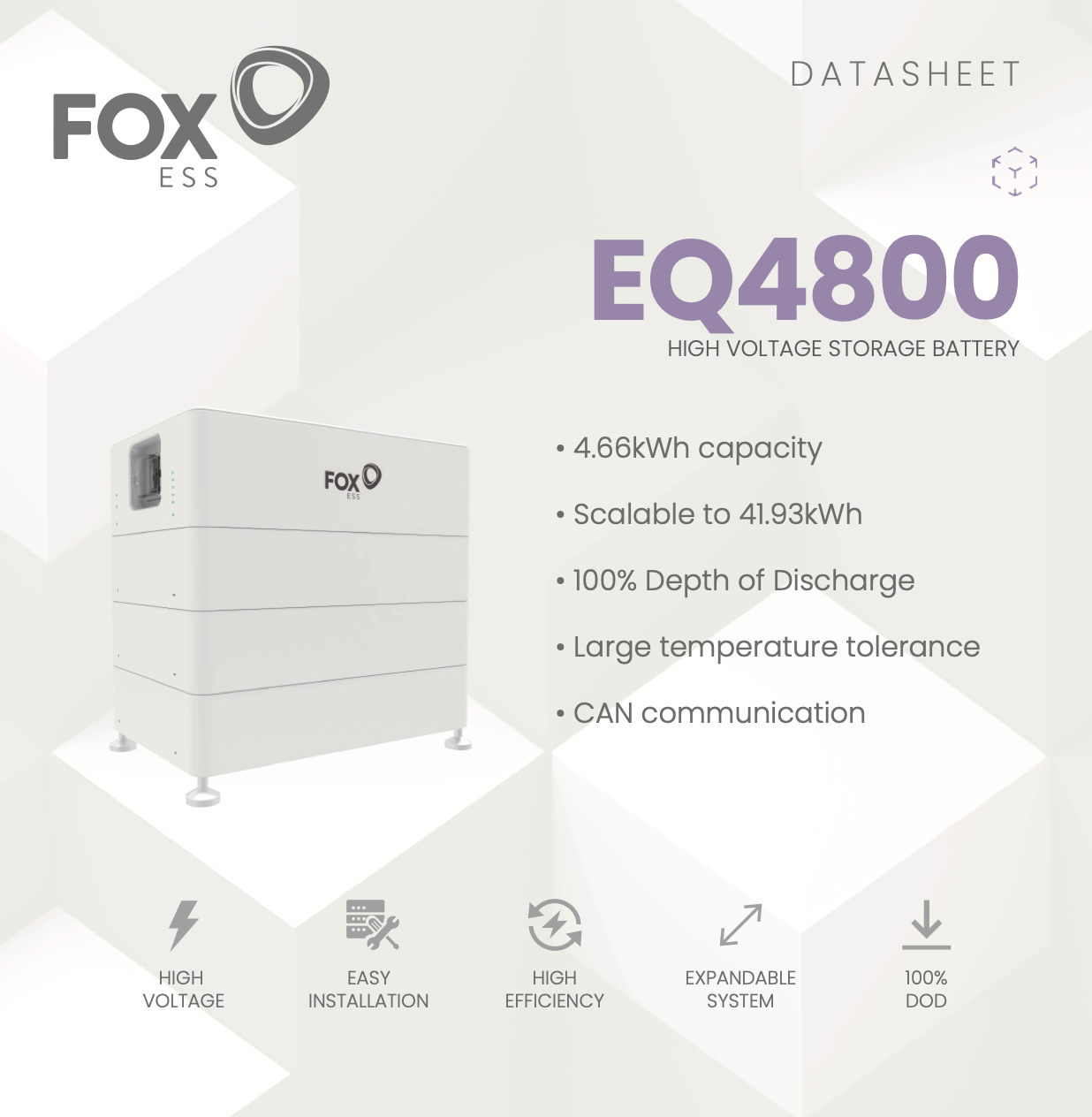 FOX ESS 4.66kWh Battery Module Master (EQ4800-M)